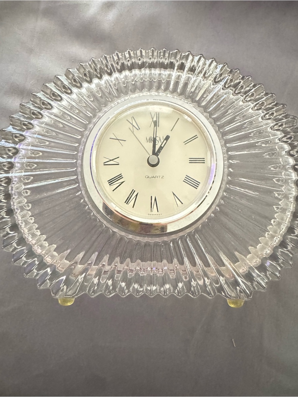 Mikasa Clear Glass Ribbed Accent Clock